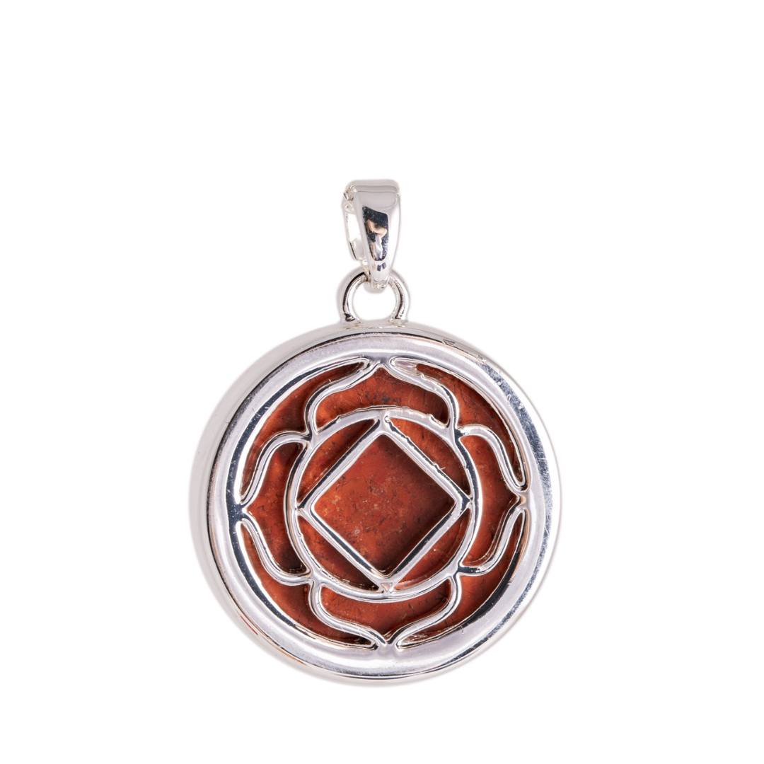 Wurzelchakra Anhänger mit rotem Jaspis und Kette